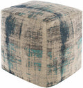 Albertville Aqua & Gray Jacquard Pouf
