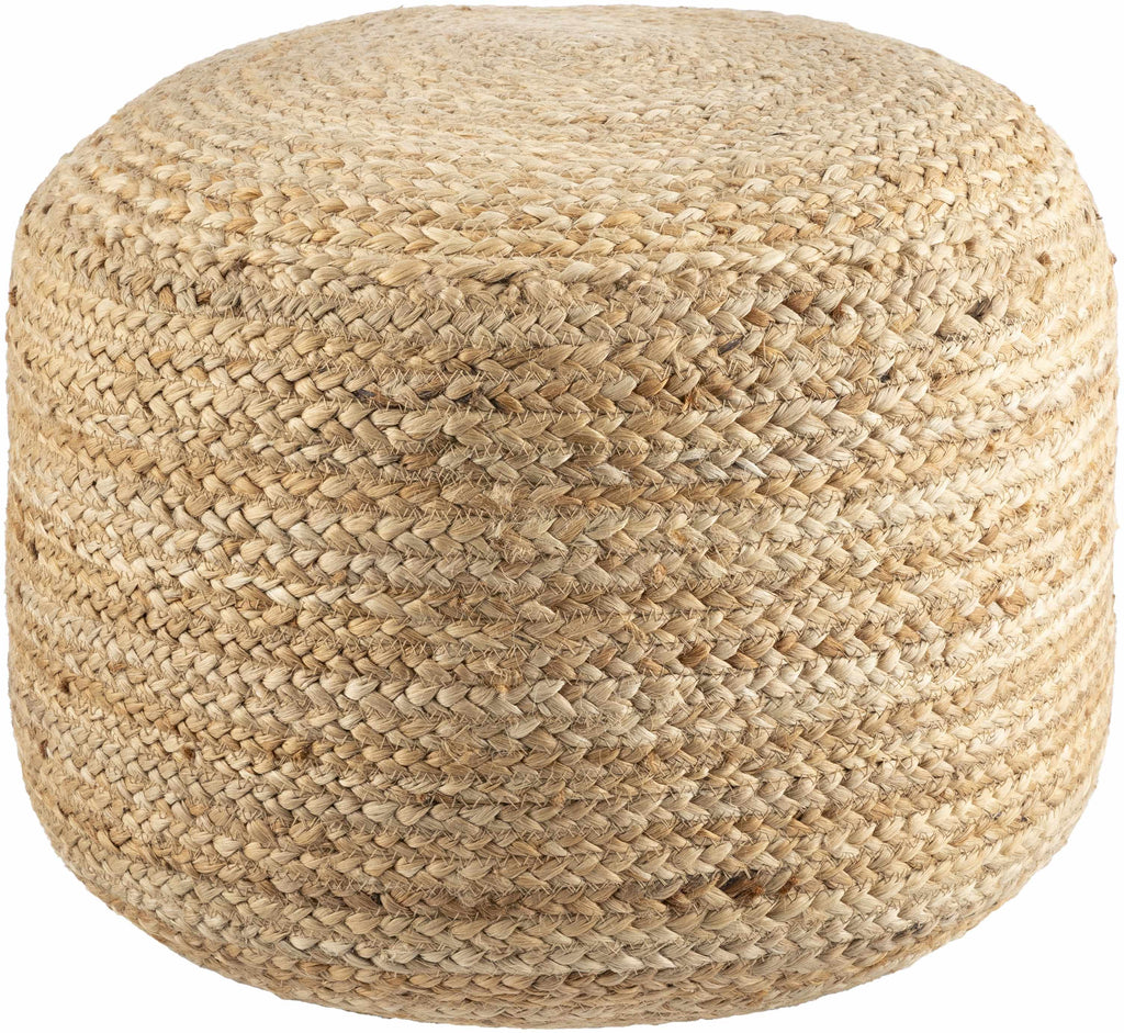 Lavertezzo Beige & Peach Knitted Jute Pouf