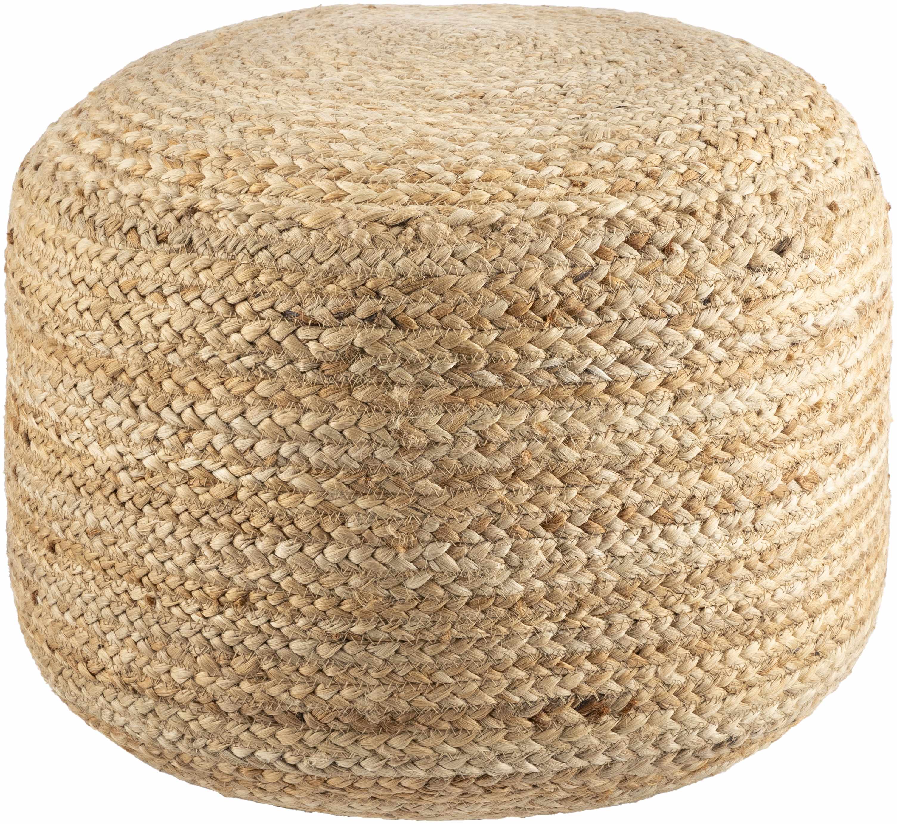 Lavertezzo Beige & Peach Knitted Jute Pouf