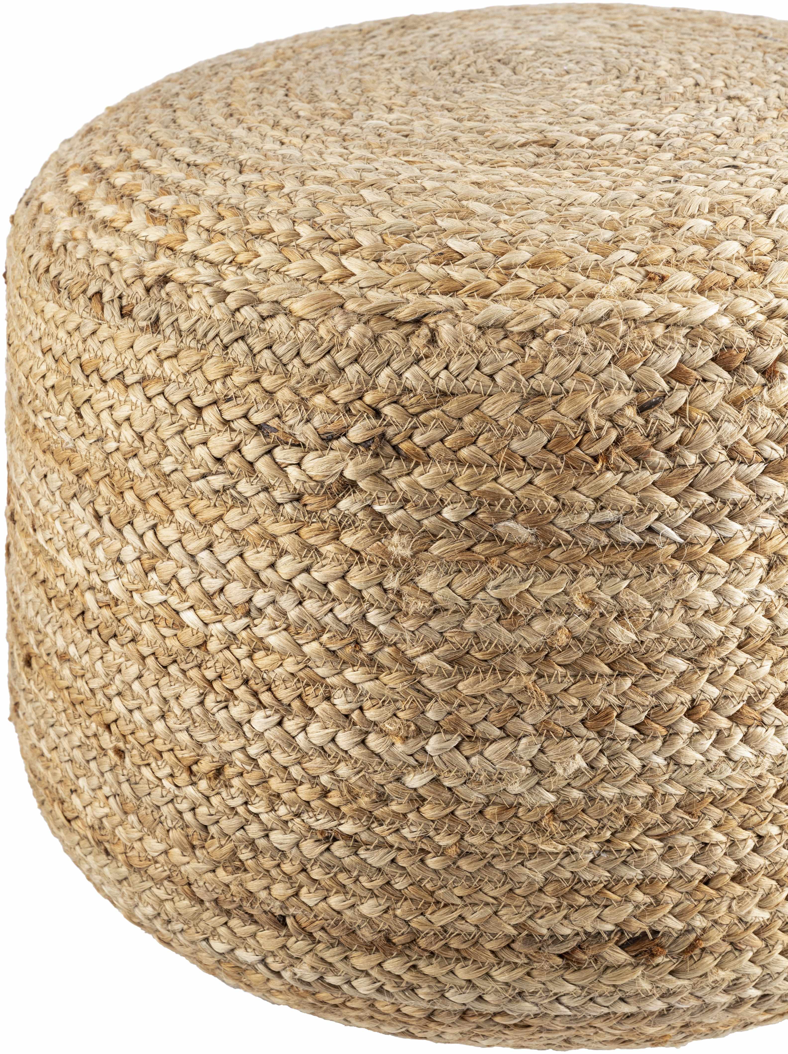 Lavertezzo Beige & Peach Knitted Jute Pouf