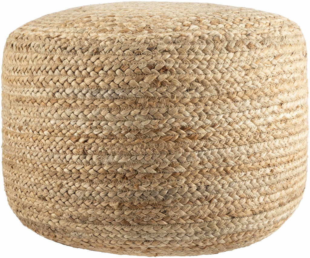 Lavertezzo Beige & Peach Knitted Jute Pouf