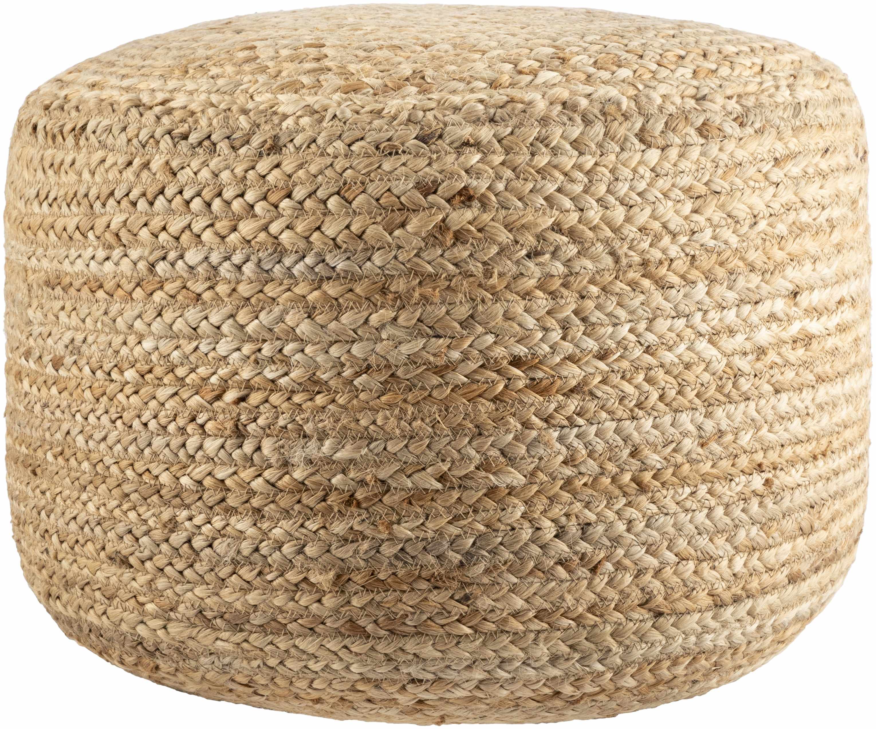 Lavertezzo Beige & Peach Knitted Jute Pouf