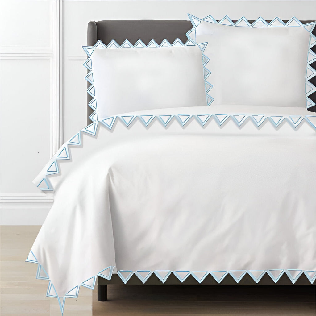 Ashley 400TC Cotton Traingle Embroidery Sateen Solid Duvet Cover Set