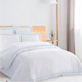 400TC Cotton Triple Edge Embroidery Sateen Solid Duvet Cover Set