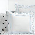 400TC Cotton Scallop Embroidery & Border Sateen Solid Euro Sham