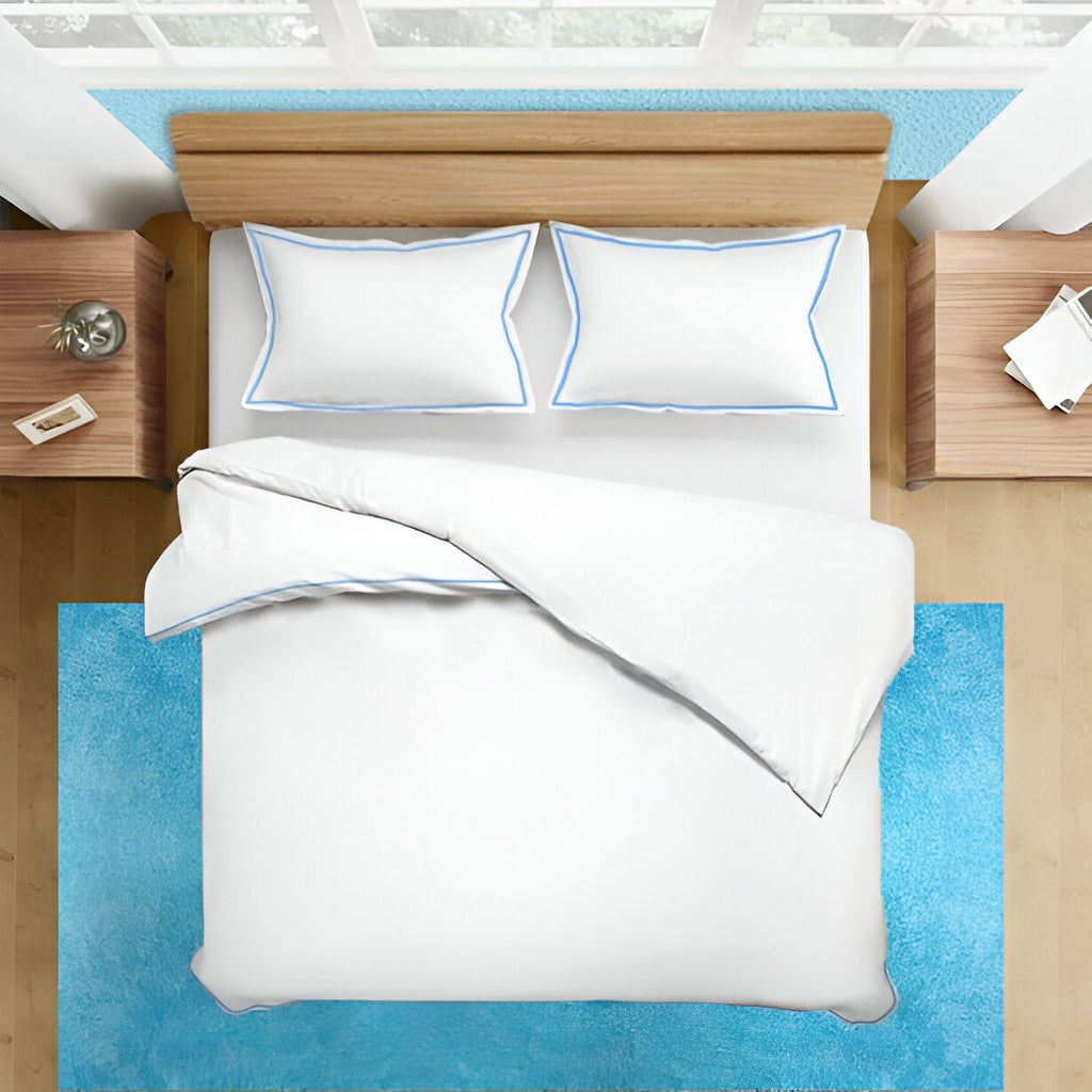 400TC Embroidery Cotton Sateen Solid Duvet Cover Set