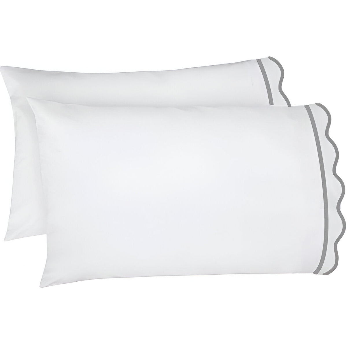 400TC Cotton Scallop Embroidery & Border Sateen Solid Pillowcases (Set Of 2)