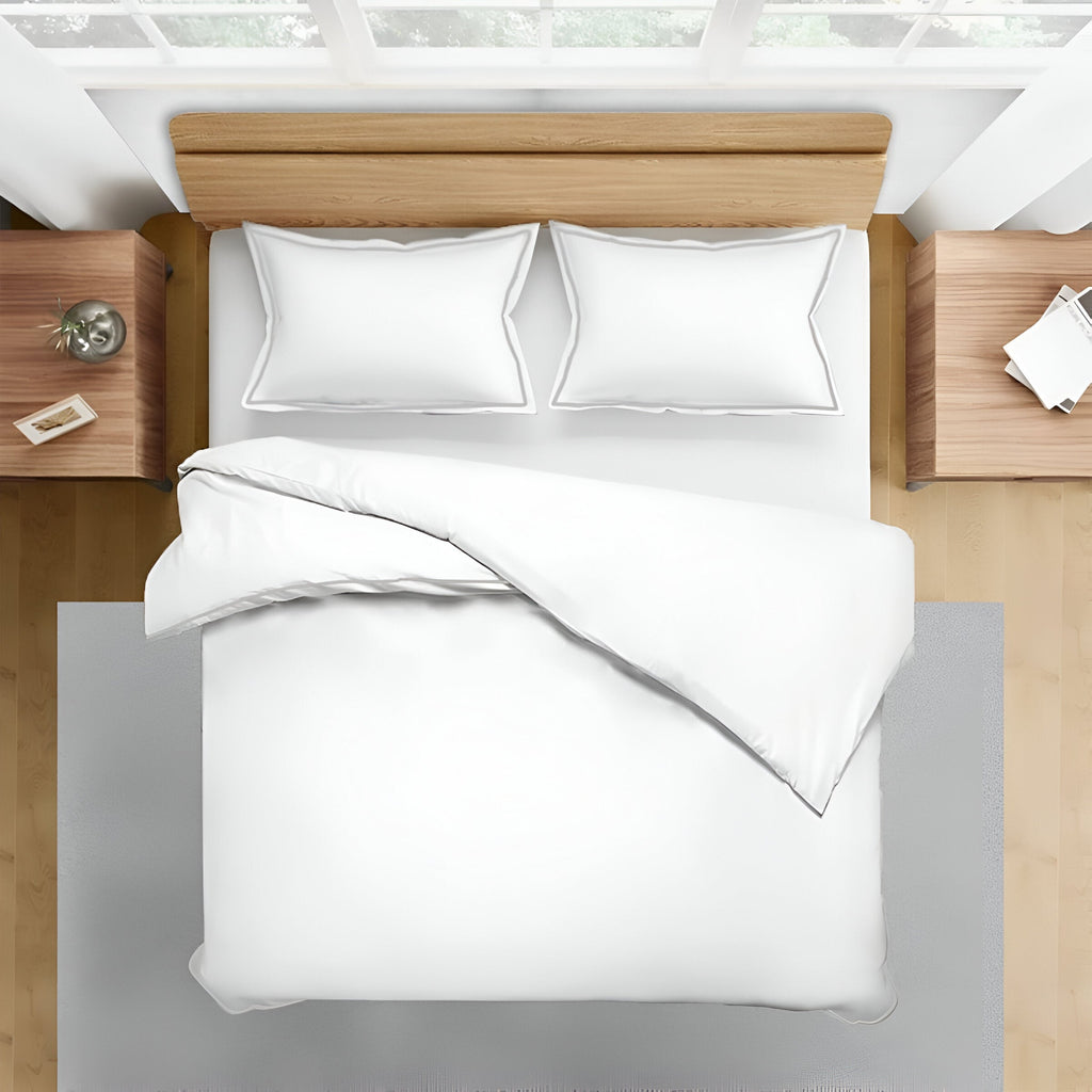 400TC Embroidery Cotton Sateen Solid Duvet Cover Set