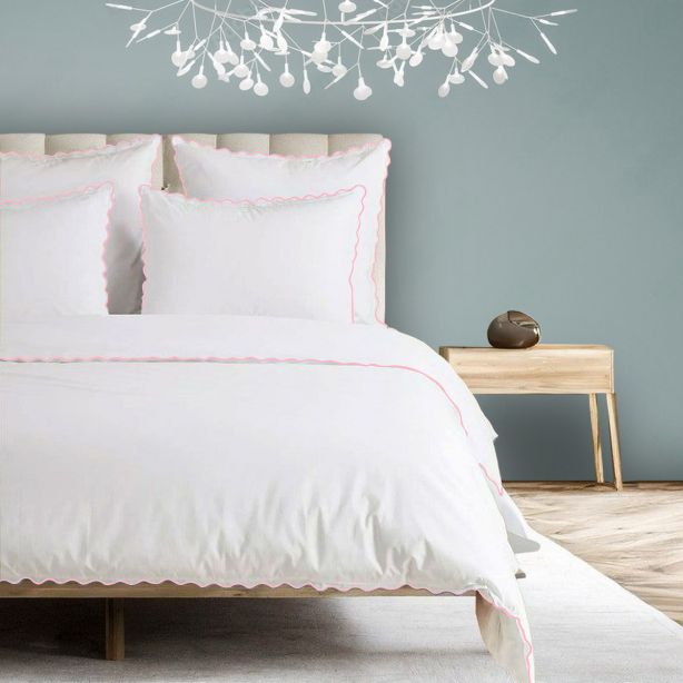 400TC Cotton Sateen Scallop-Embroidery Duvet Cover Set