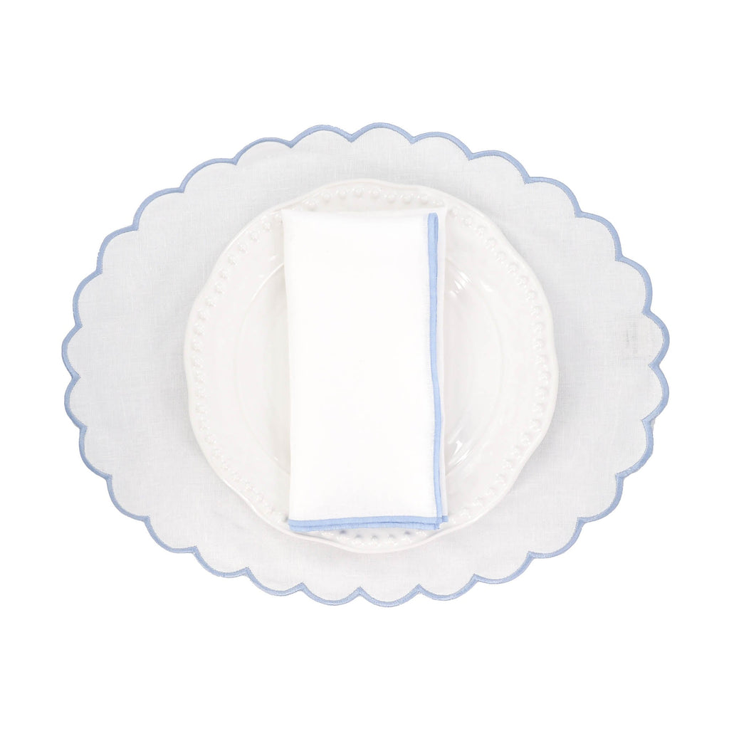 Linen Napkins With Blue Stitch Edges, Set of 4