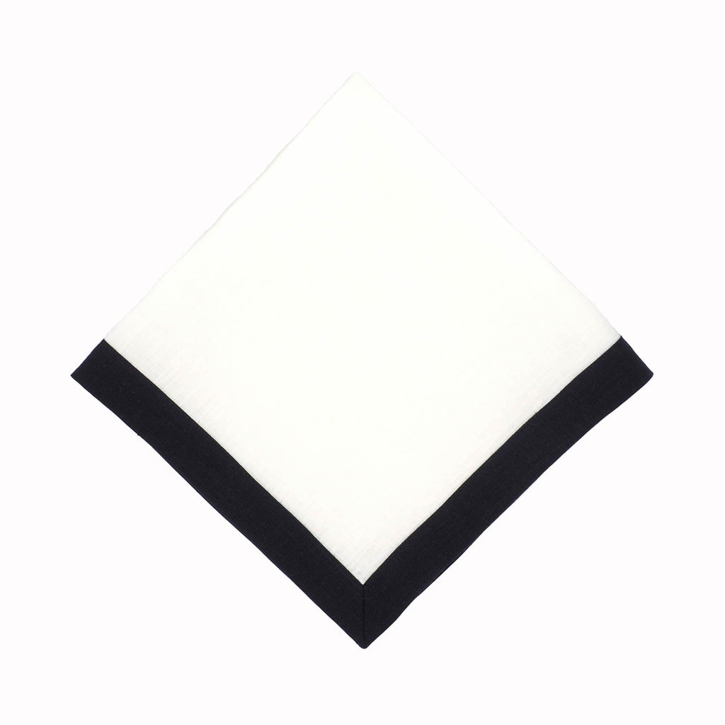 Linen Napkins With Black Borders, Set of 4