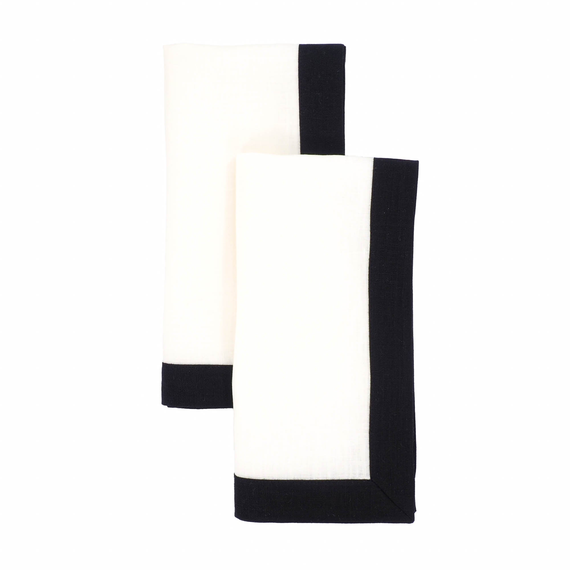 Linen Napkins With Black Borders, Set of 4