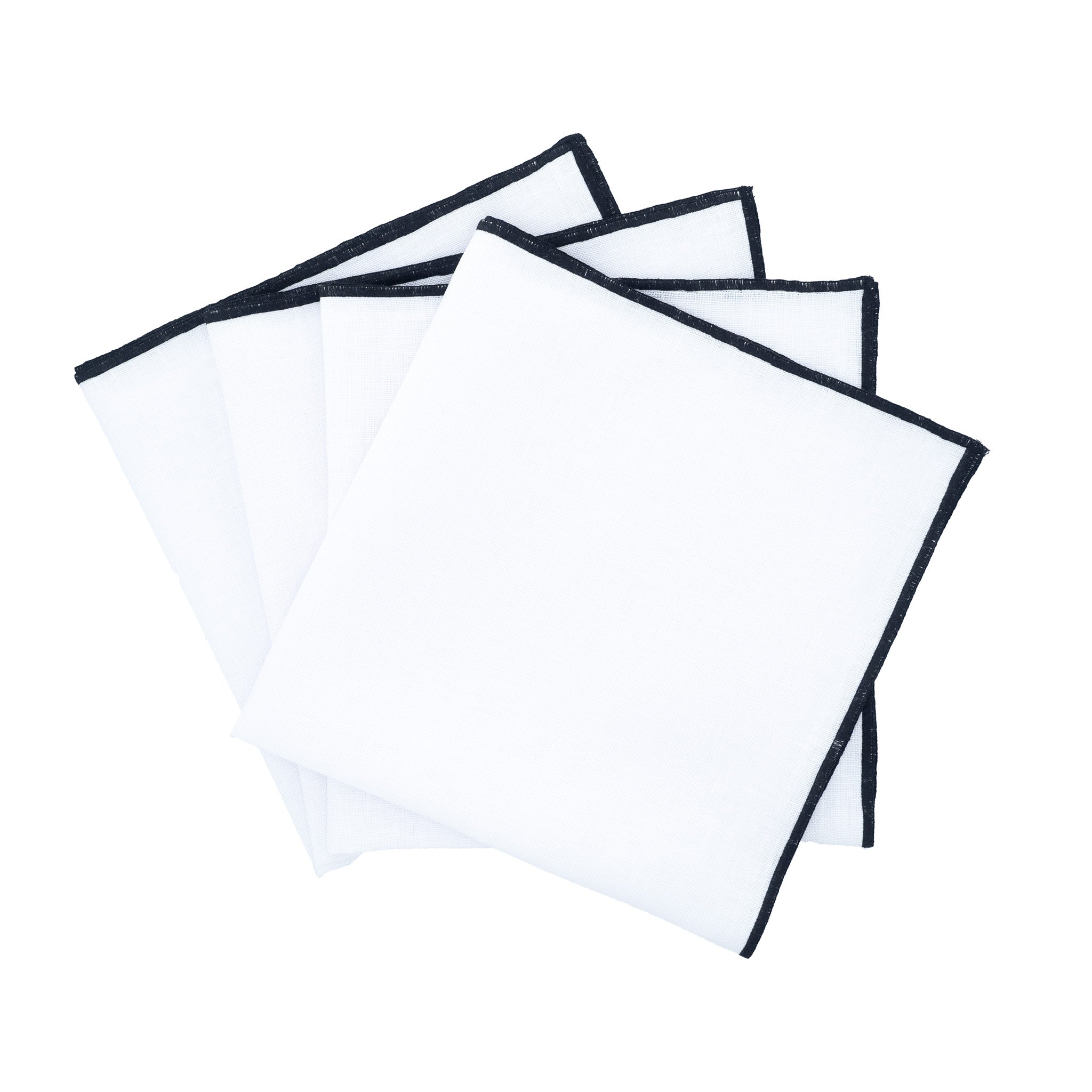 Linen Napkins With Black Stitch Edges, Set of 4