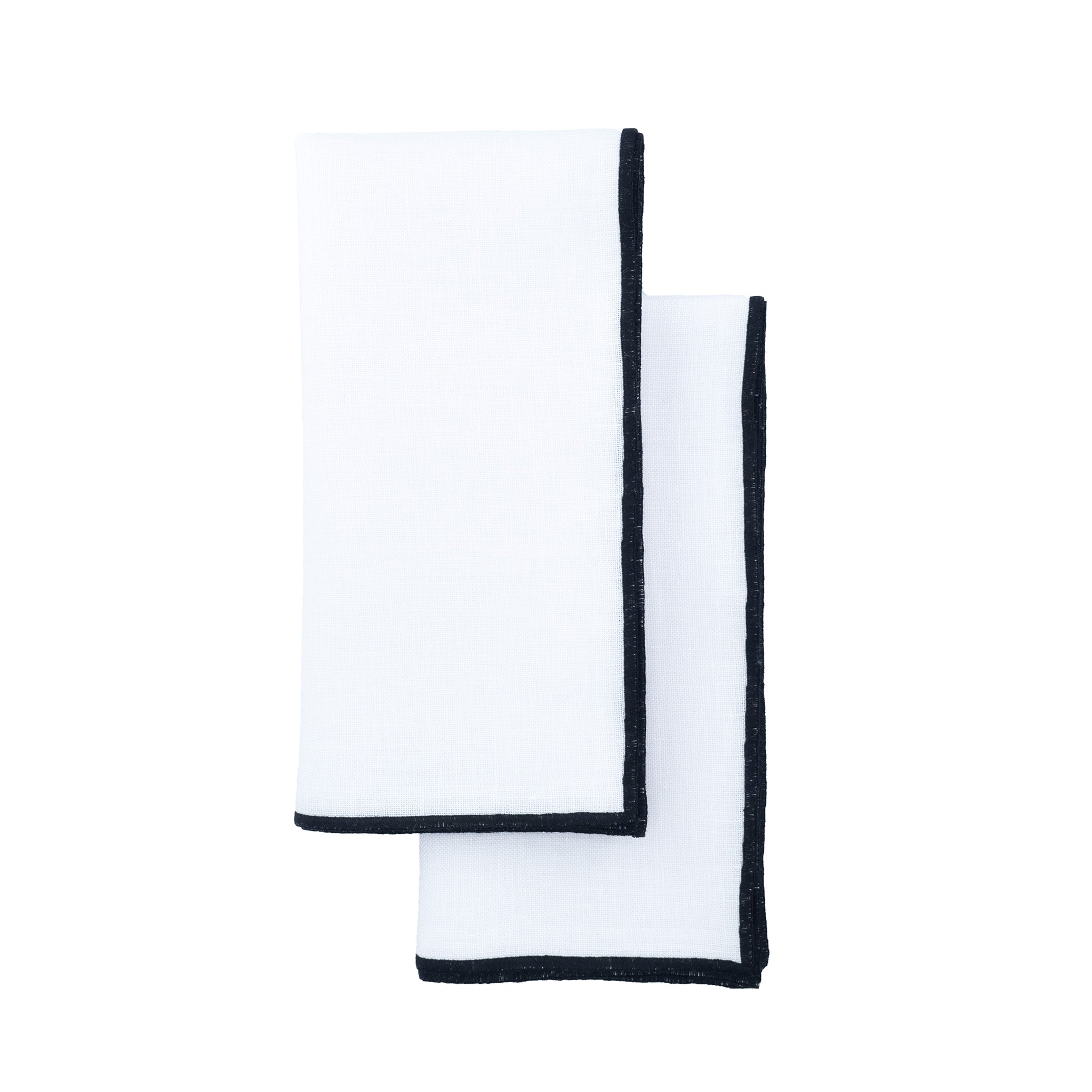 Linen Napkins With Black Stitch Edges, Set of 4