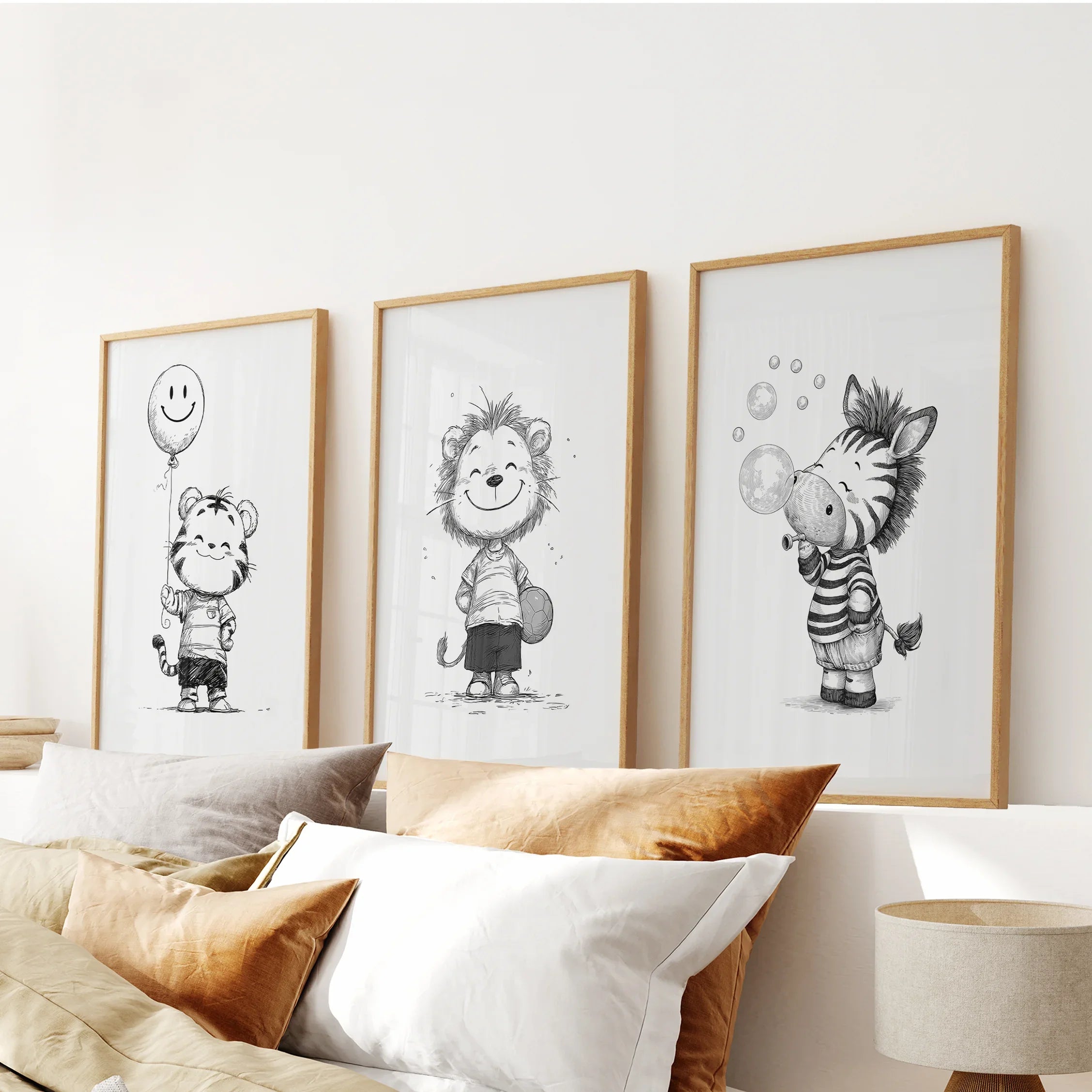 Black & White Safari Nursery Wall Art Set