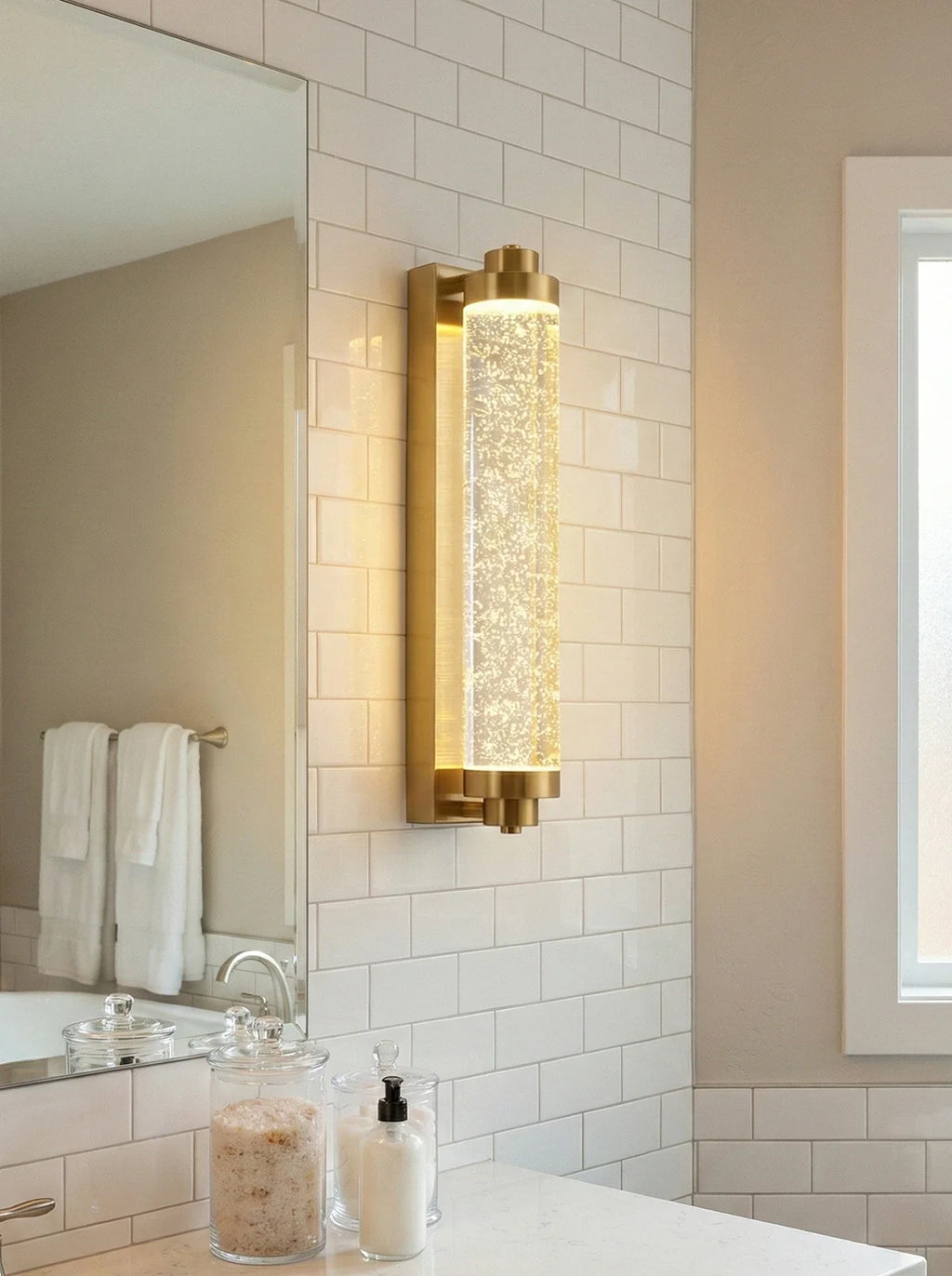 Long Tube Bubble Crystal Wall Lamp
