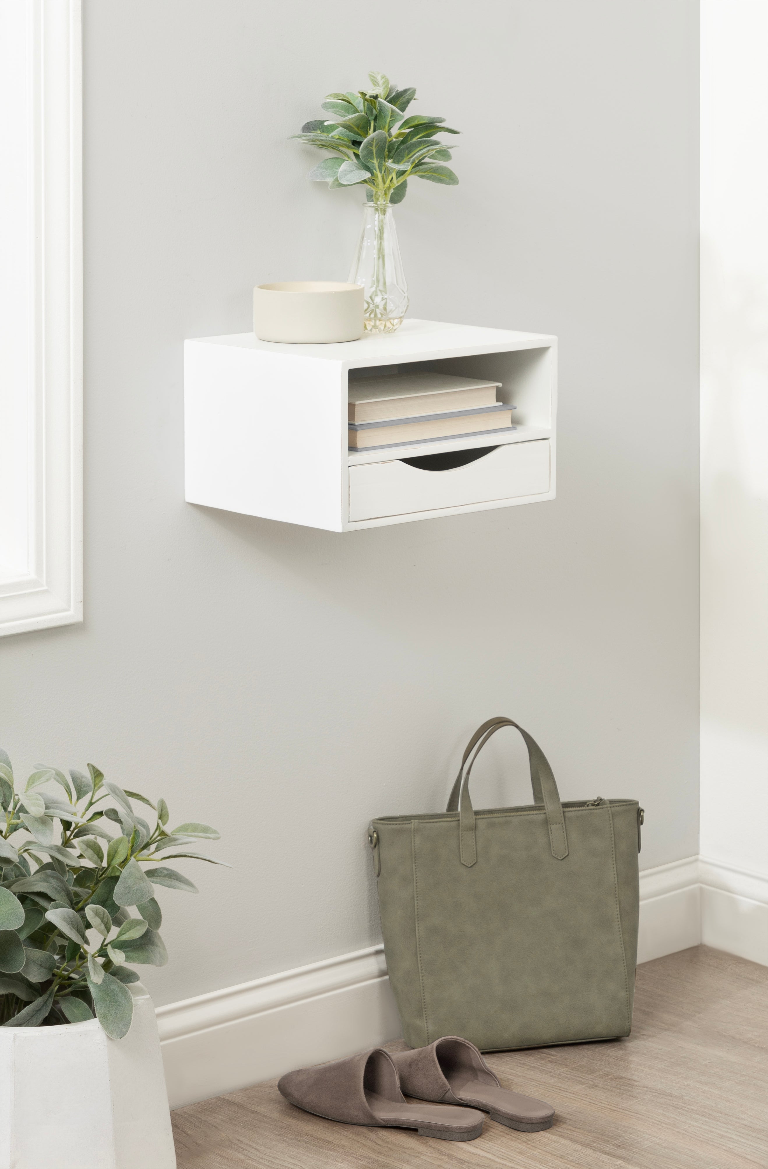 Hutton Floating Wall Shelf with Drawer