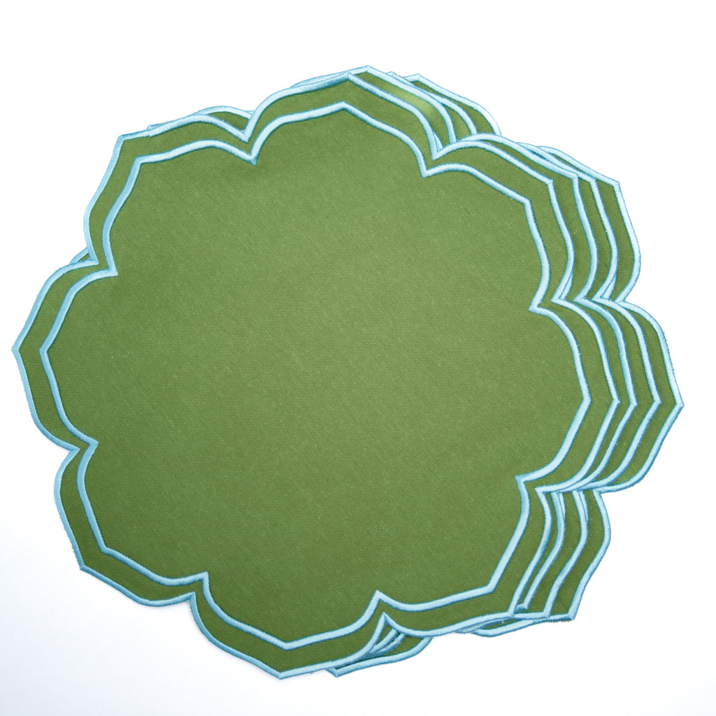 LUMERA GREEN ROUND FABRIC PLACEMAT (Set Of 4)