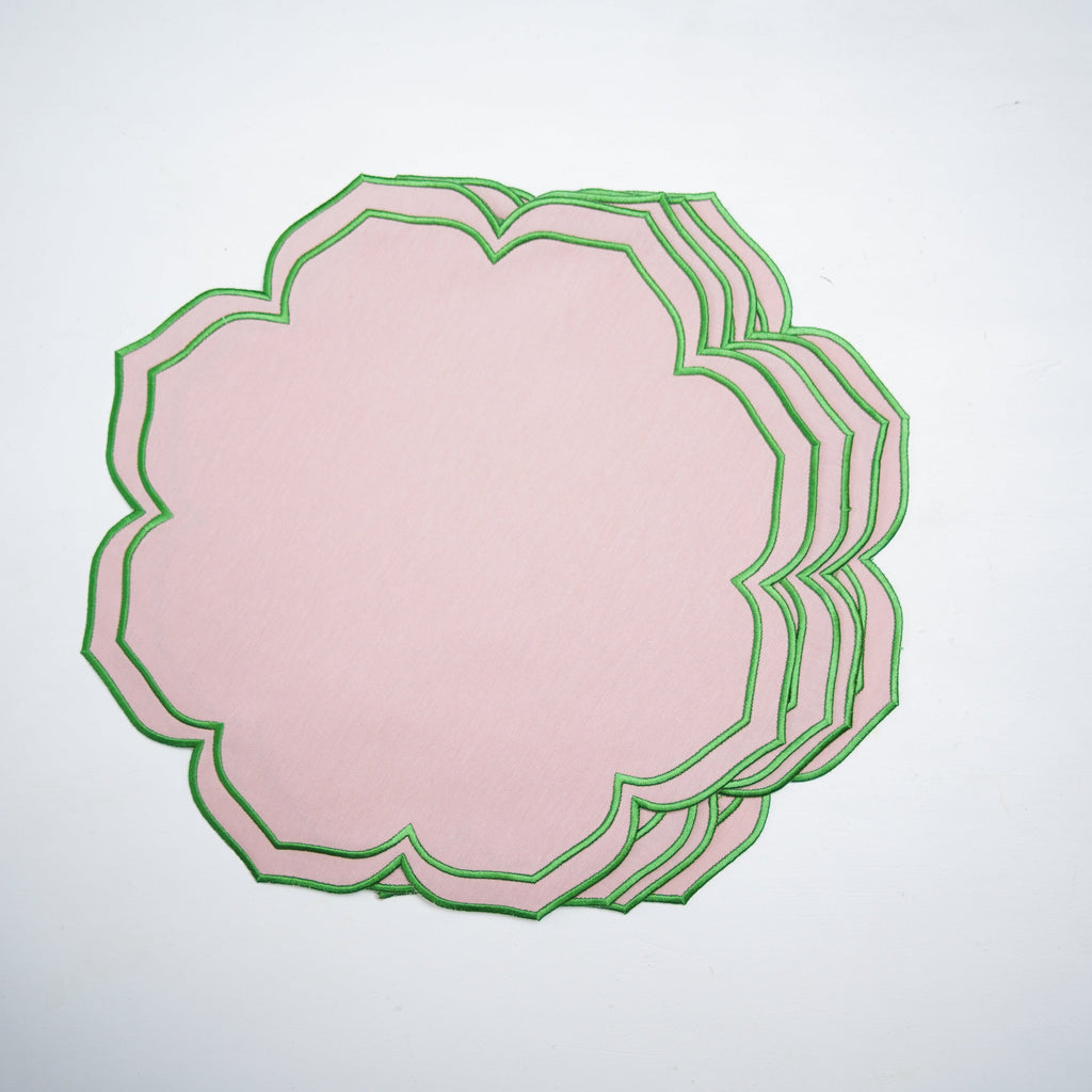 LUMERA PINK WAVY EDGE FABRIC PLACEMAT (Set Of 4)