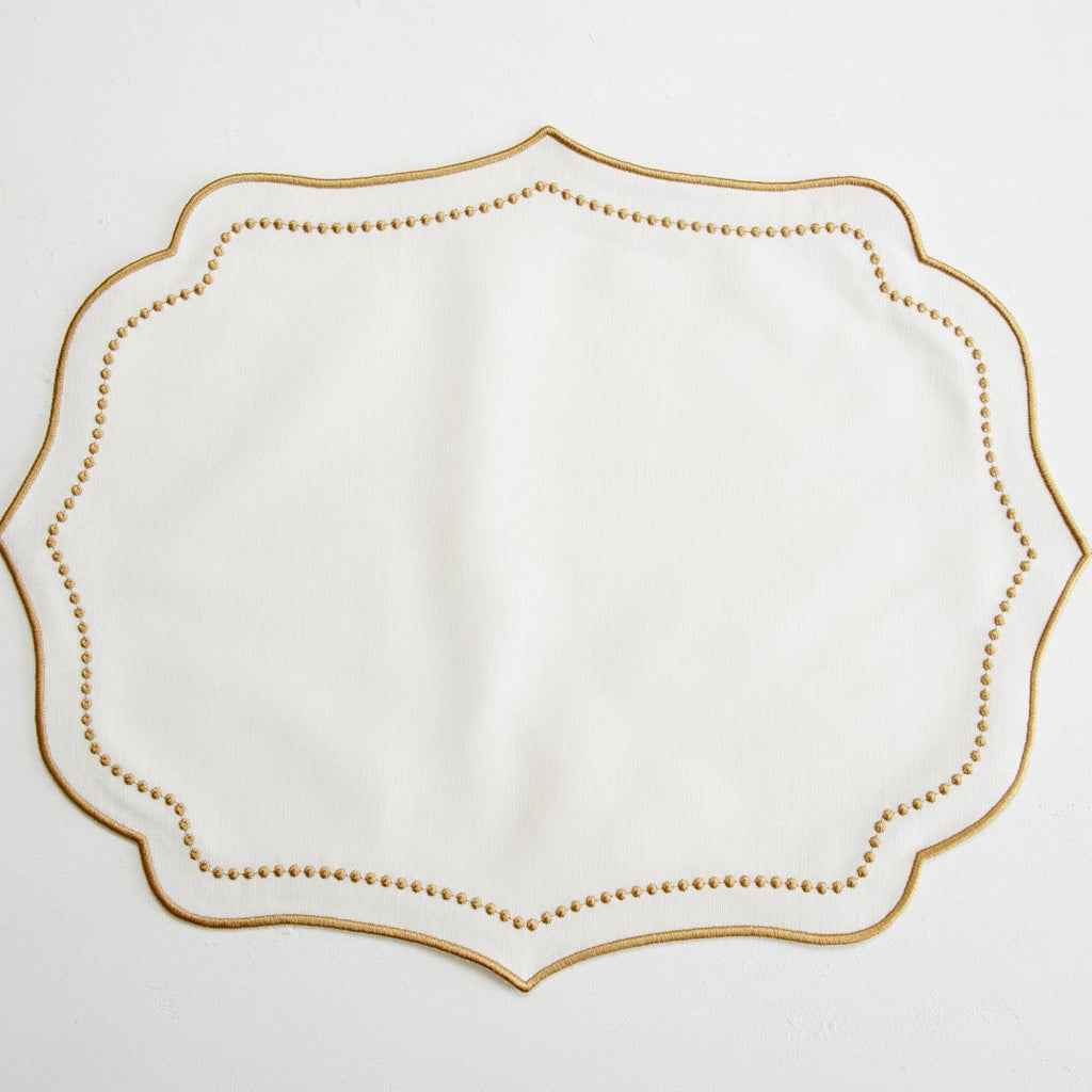 LUNA IVORY GOLD TRIM PLACEMAT & NAPKIN SET (Set Of 4)
