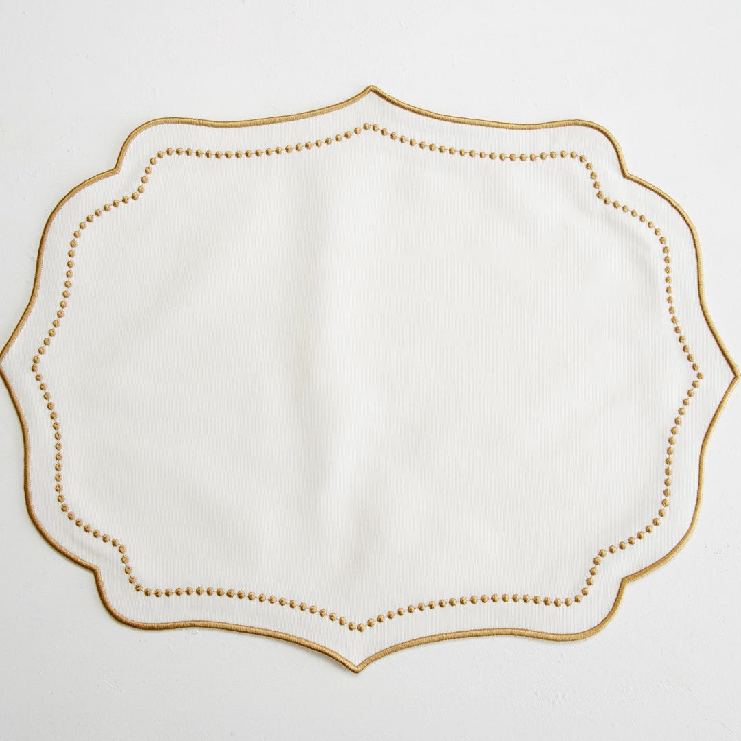 LUNA IVORY GOLD TRIM PLACEMAT & NAPKIN SET (Set Of 4)