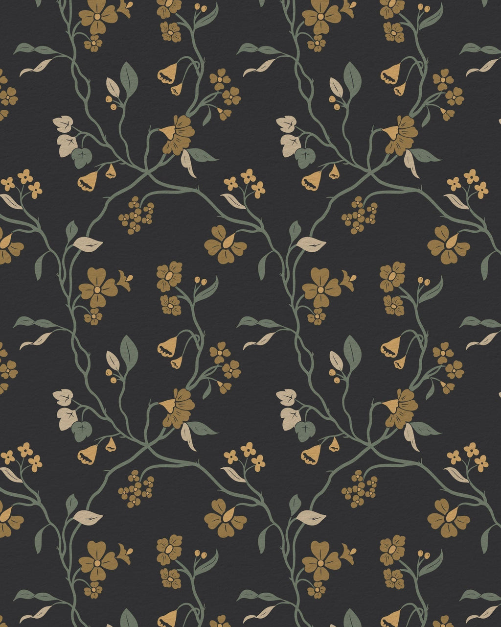 Lunaria Vine Wallpaper in Iron Slate