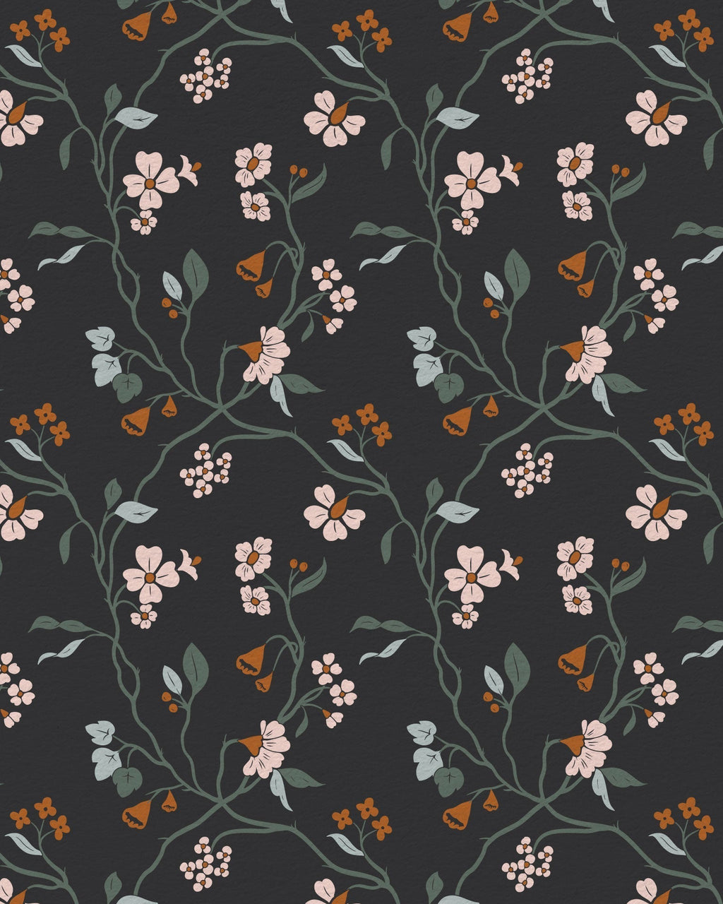 Lunaria Vine Wallpaper in Moody Charcoal