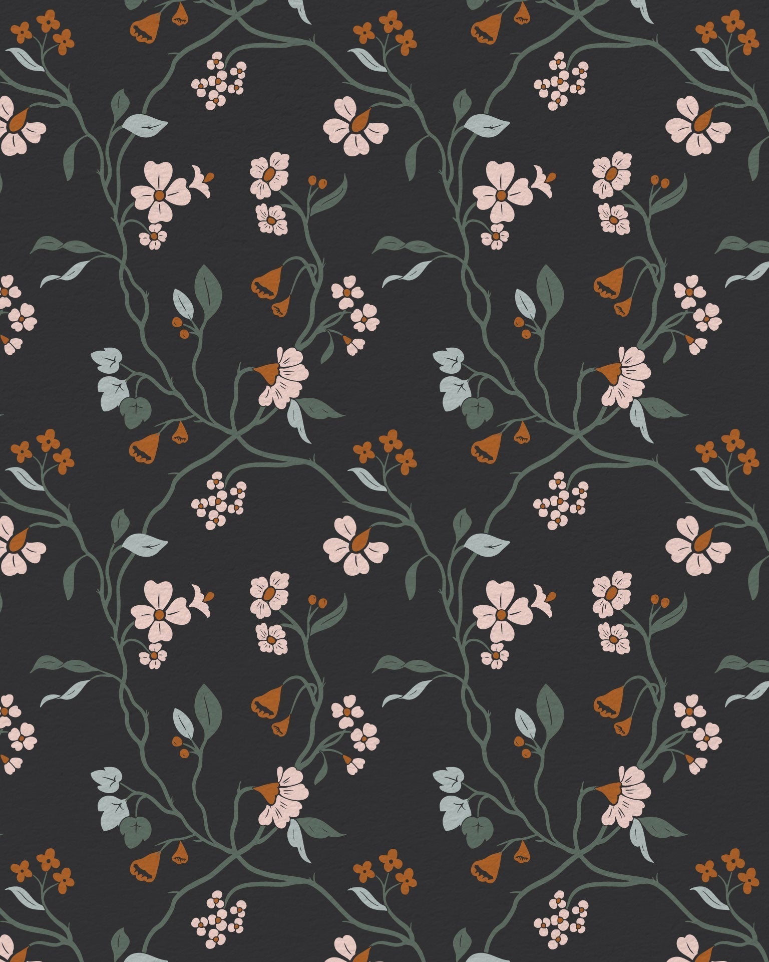 Lunaria Vine Wallpaper in Moody Charcoal