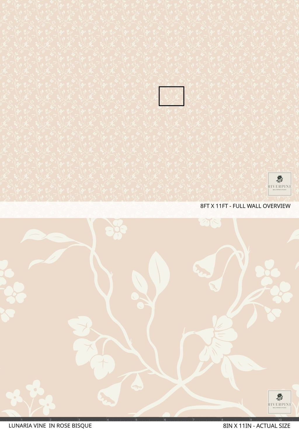 Lunaria Vine Wallpaper in Rose Bisque
