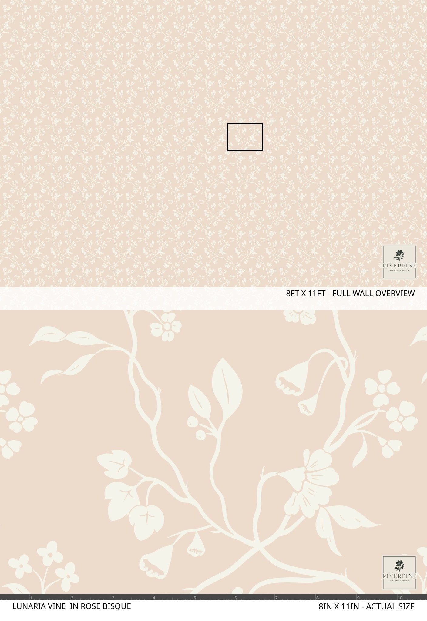 Lunaria Vine Wallpaper in Rose Bisque