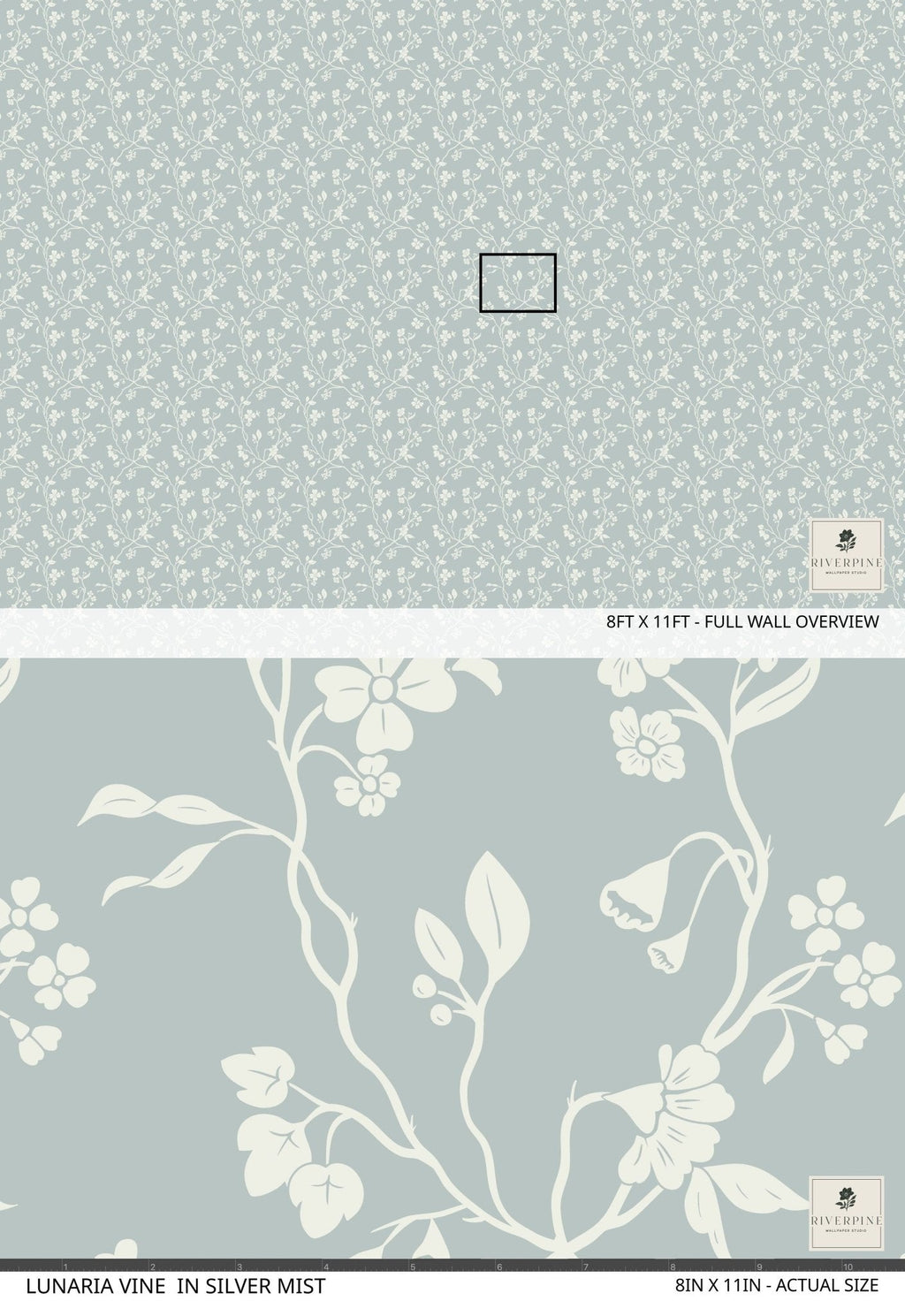 Lunaria Vine Wallpaper in Silver Mist