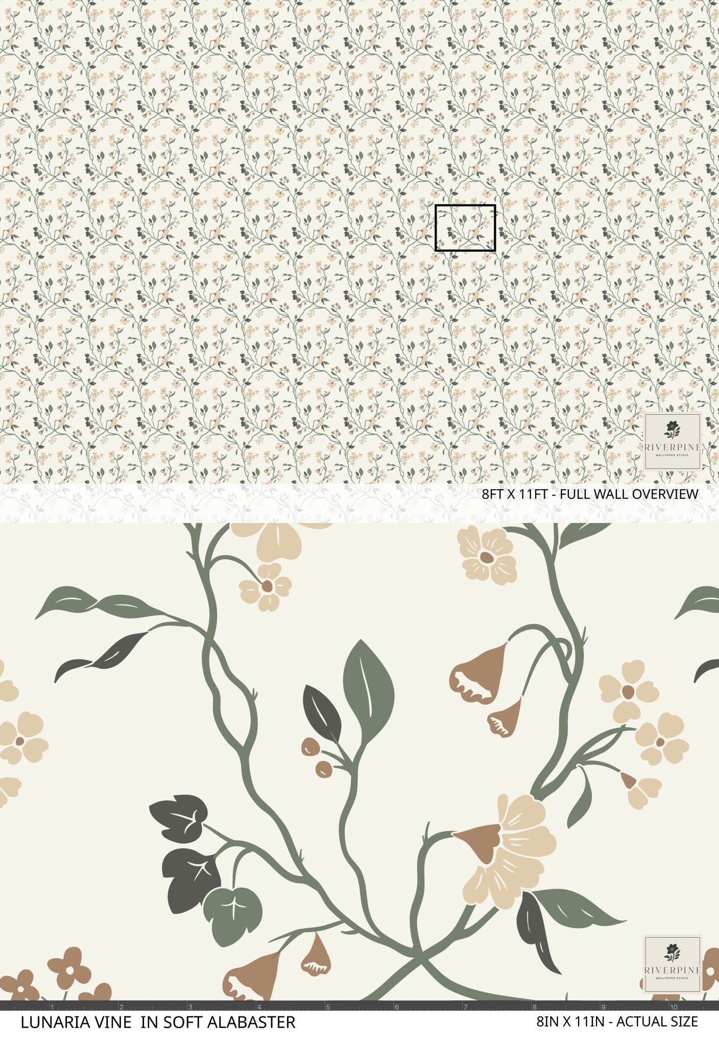 Lunaria Vine Wallpaper in Soft Alabaster