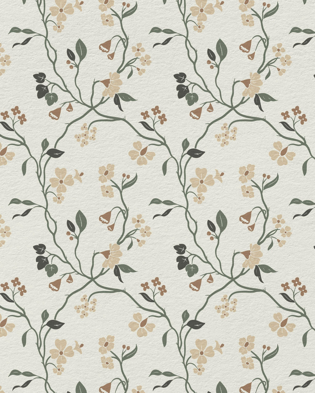 Lunaria Vine Wallpaper in Soft Alabaster