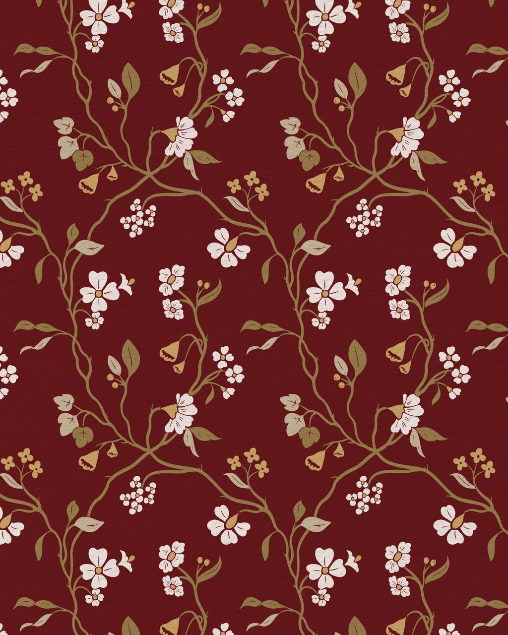 Lunaria Vine Wallpaper in Tuscan Merlot