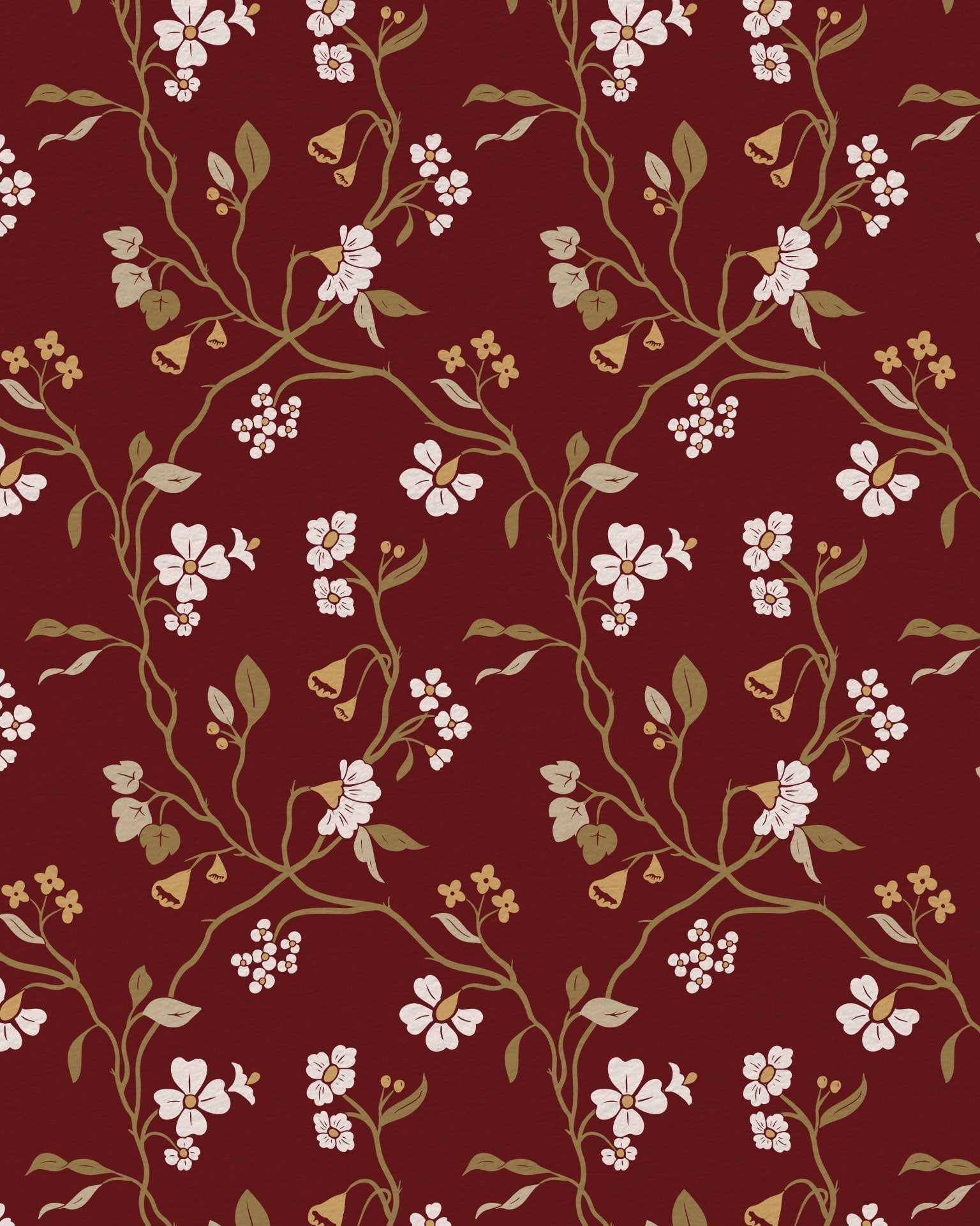 Lunaria Vine Wallpaper in Tuscan Merlot