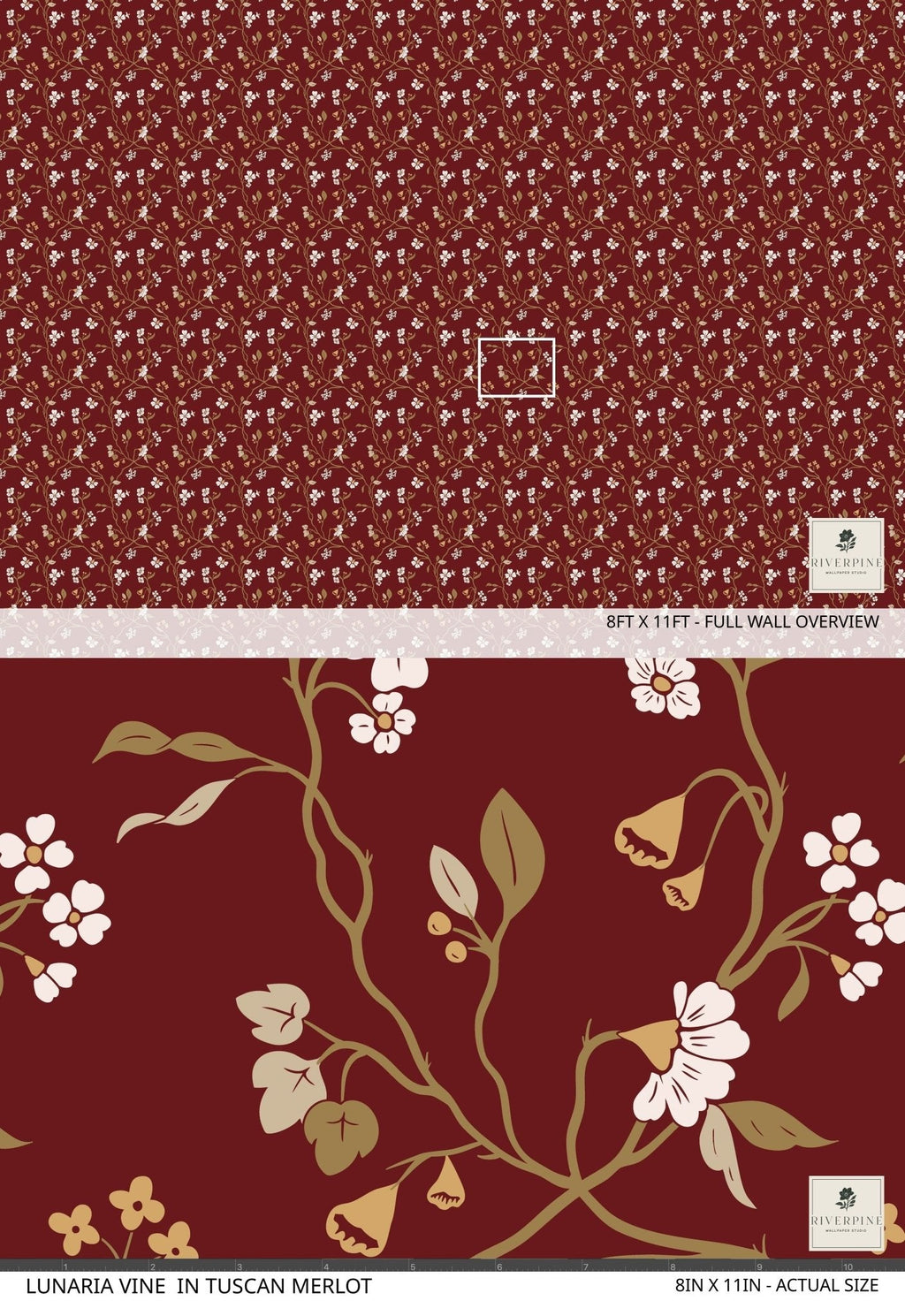 Lunaria Vine Wallpaper in Tuscan Merlot