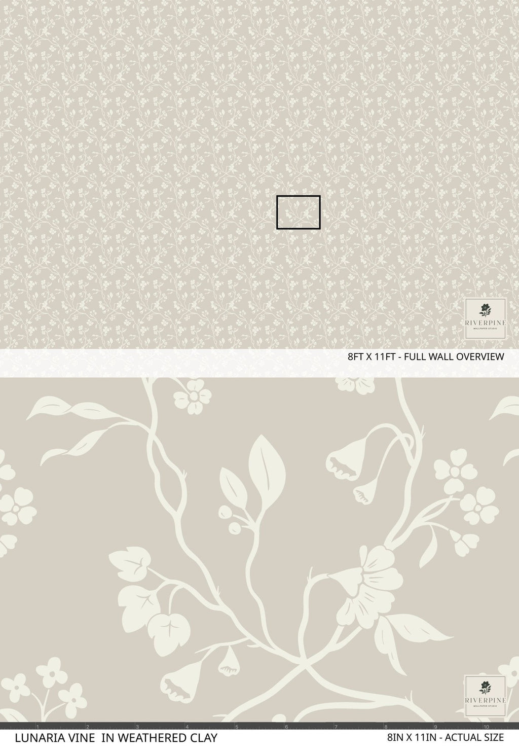 Lunaria Vine Wallpaper in Weathered Clay