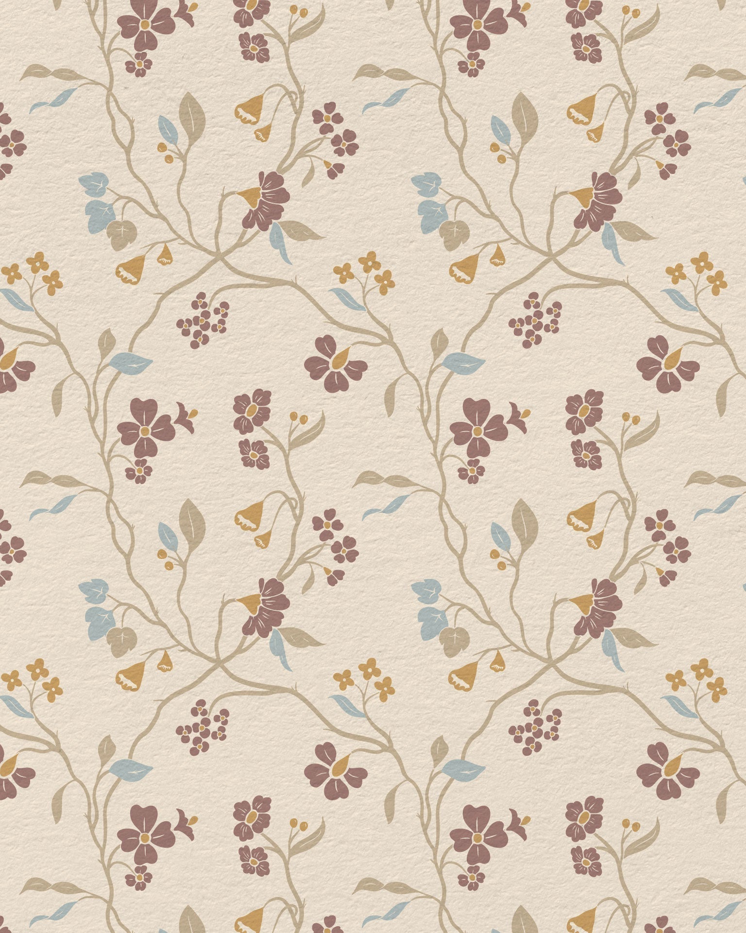 Lunaria Vine Wallpaper in Wildflower Cream
