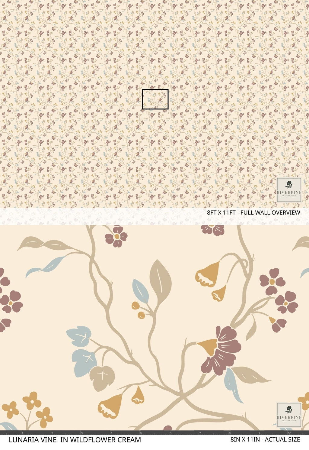 Lunaria Vine Wallpaper in Wildflower Cream