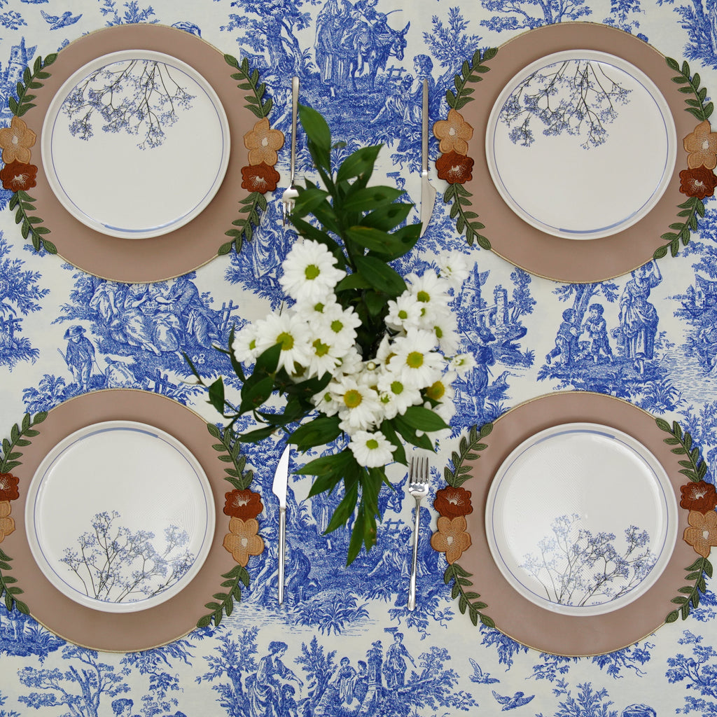 JASMINE BEIGE ROUND FAUX LEATHER PLACEMAT (Set Of 4)
