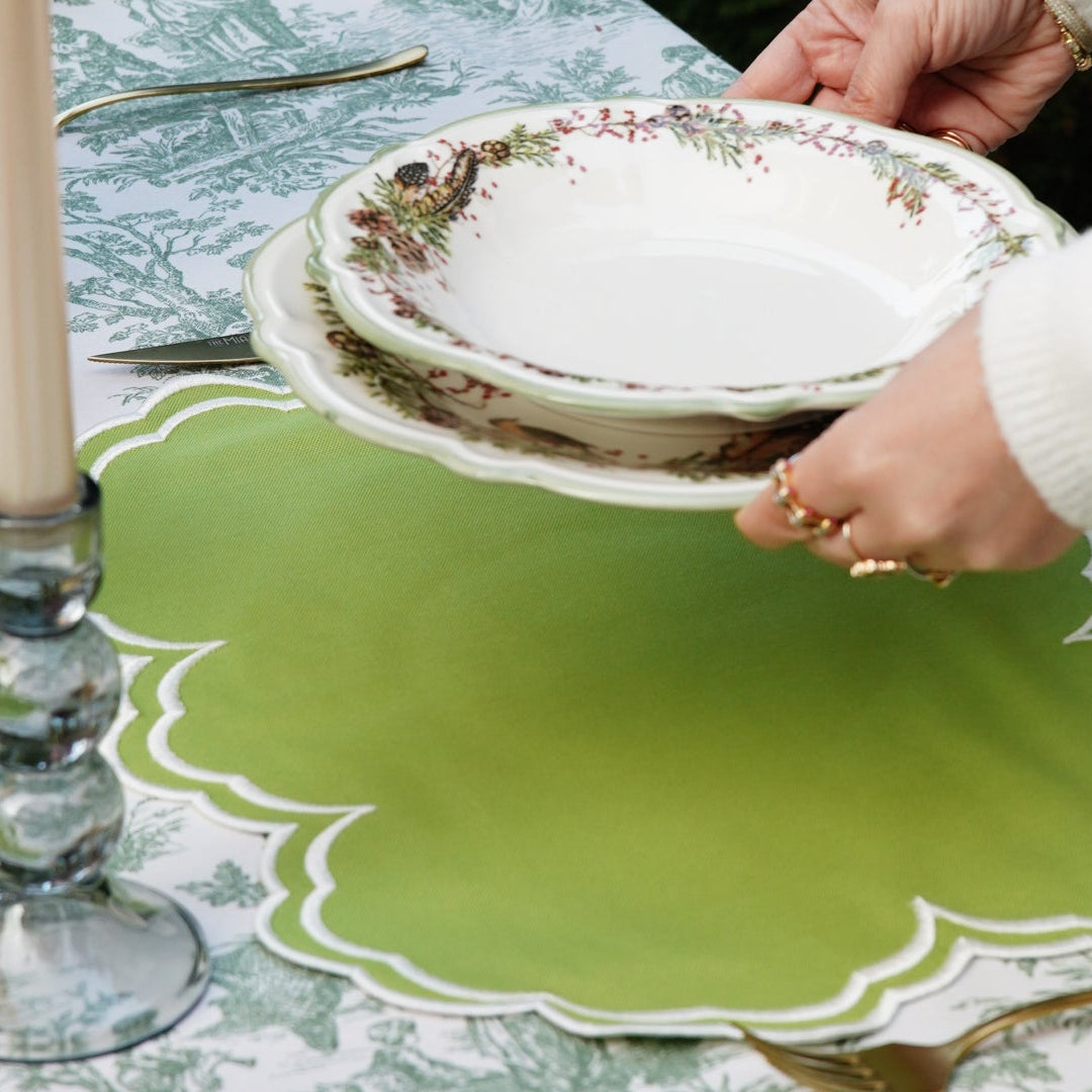 AQUELLE GREEN RECTANGLE FABRIC PLACEMAT (Set Of 4)