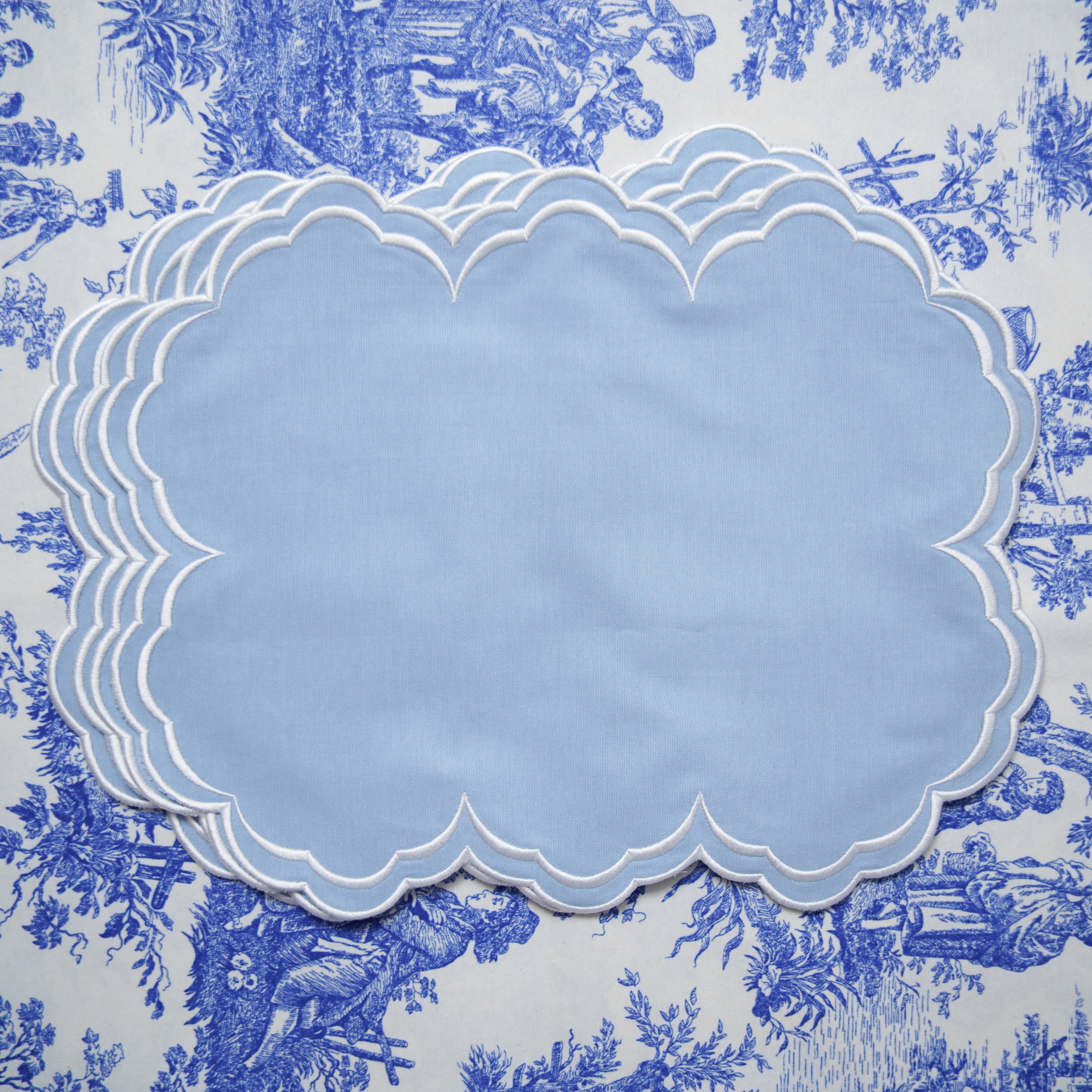AQUELLE BABY BLUE RECTANGLE FABRIC PLACEMAT (Set Of 4)