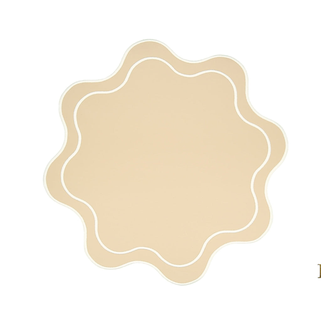 HAVEN BEIGE WAVY EDGE FAUX LEATHER PLACEMAT (Set Of 4)