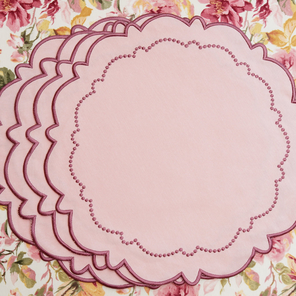 HARMONY LIGHT PINK ROUND FABRIC PLACEMAT (Set Of 4)
