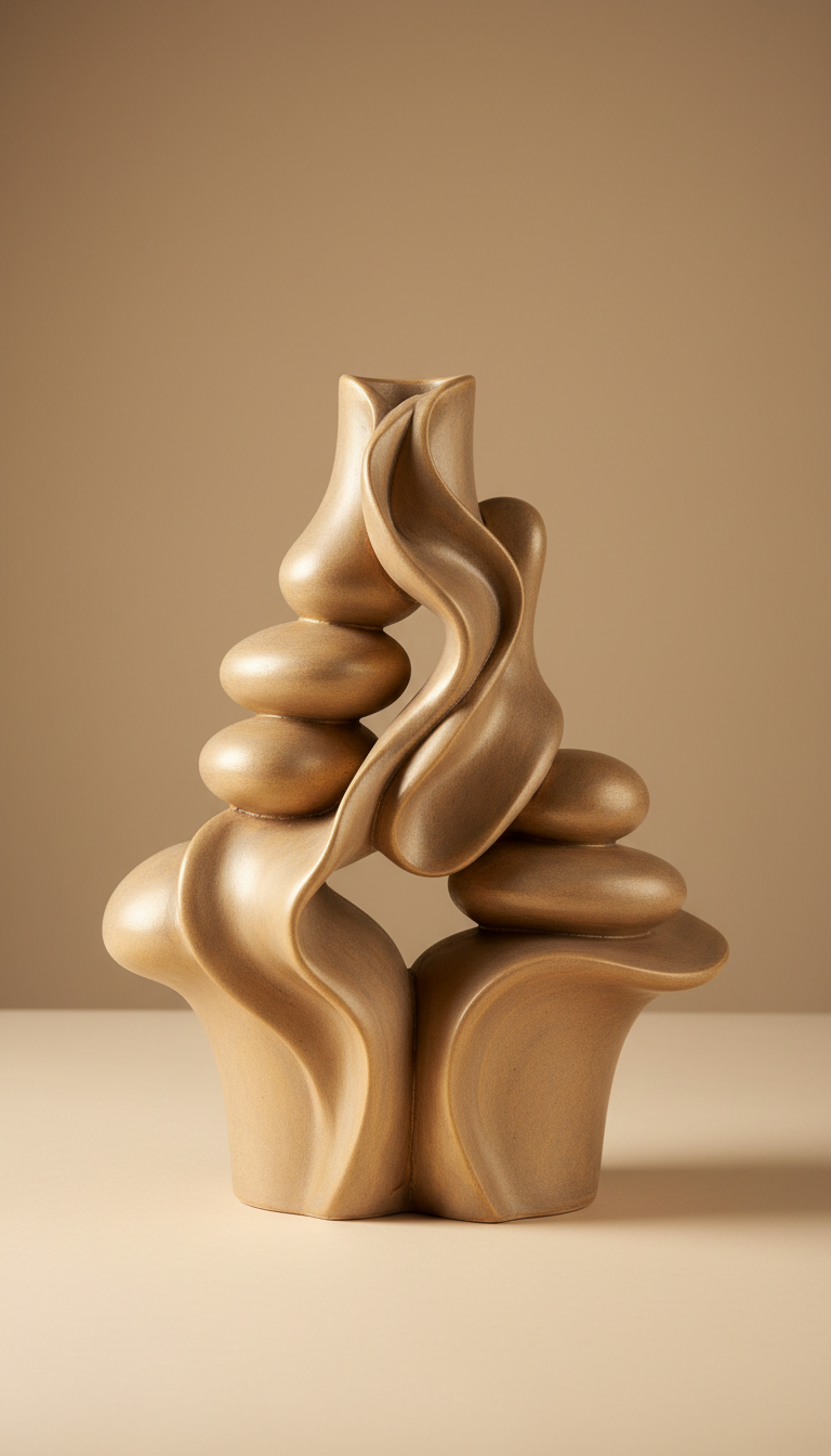 Matte ceramic sculptural centerpiece