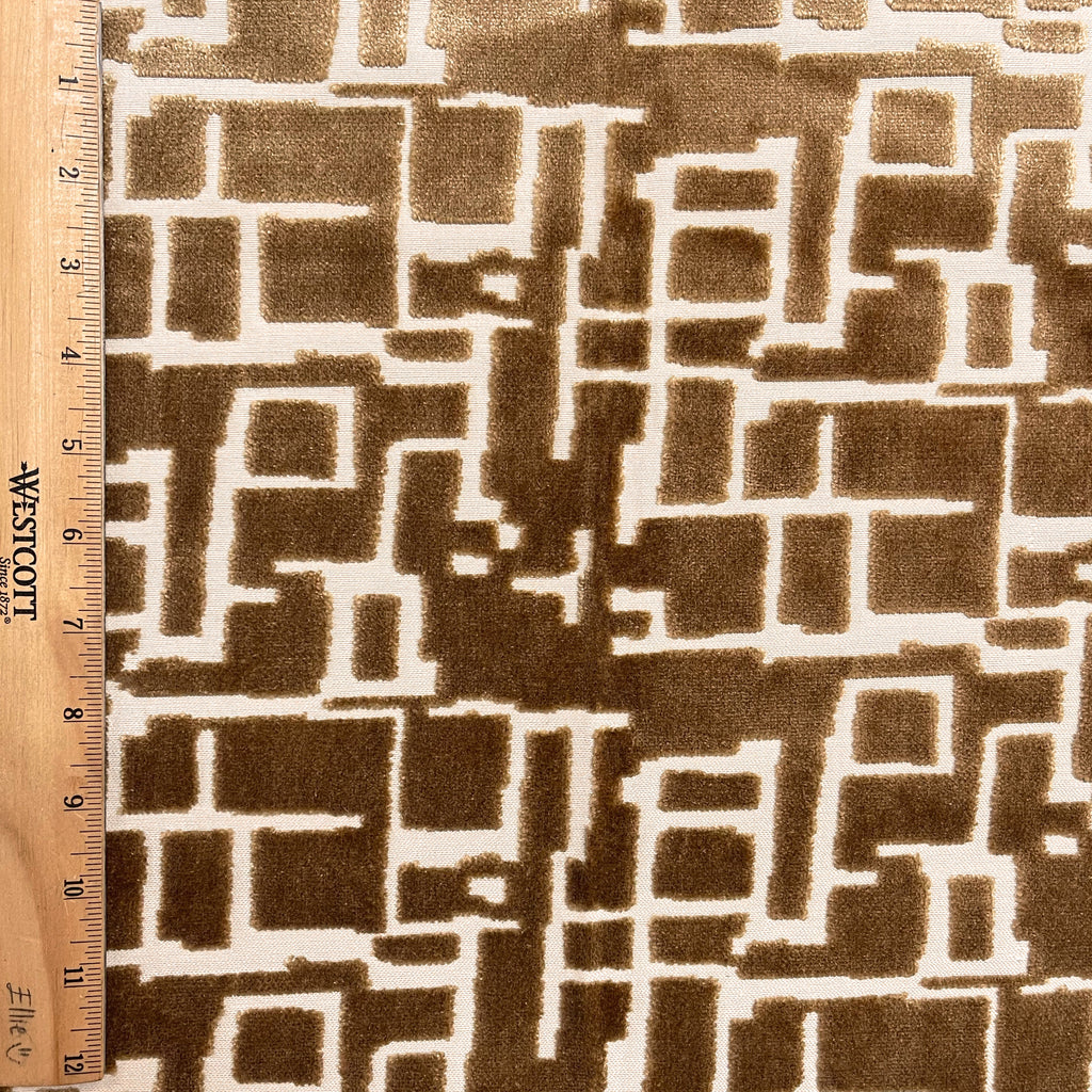 MAZE - CUT VELVET GEOMETRIC UPHOLSTERY FABRIC BY THE YARD