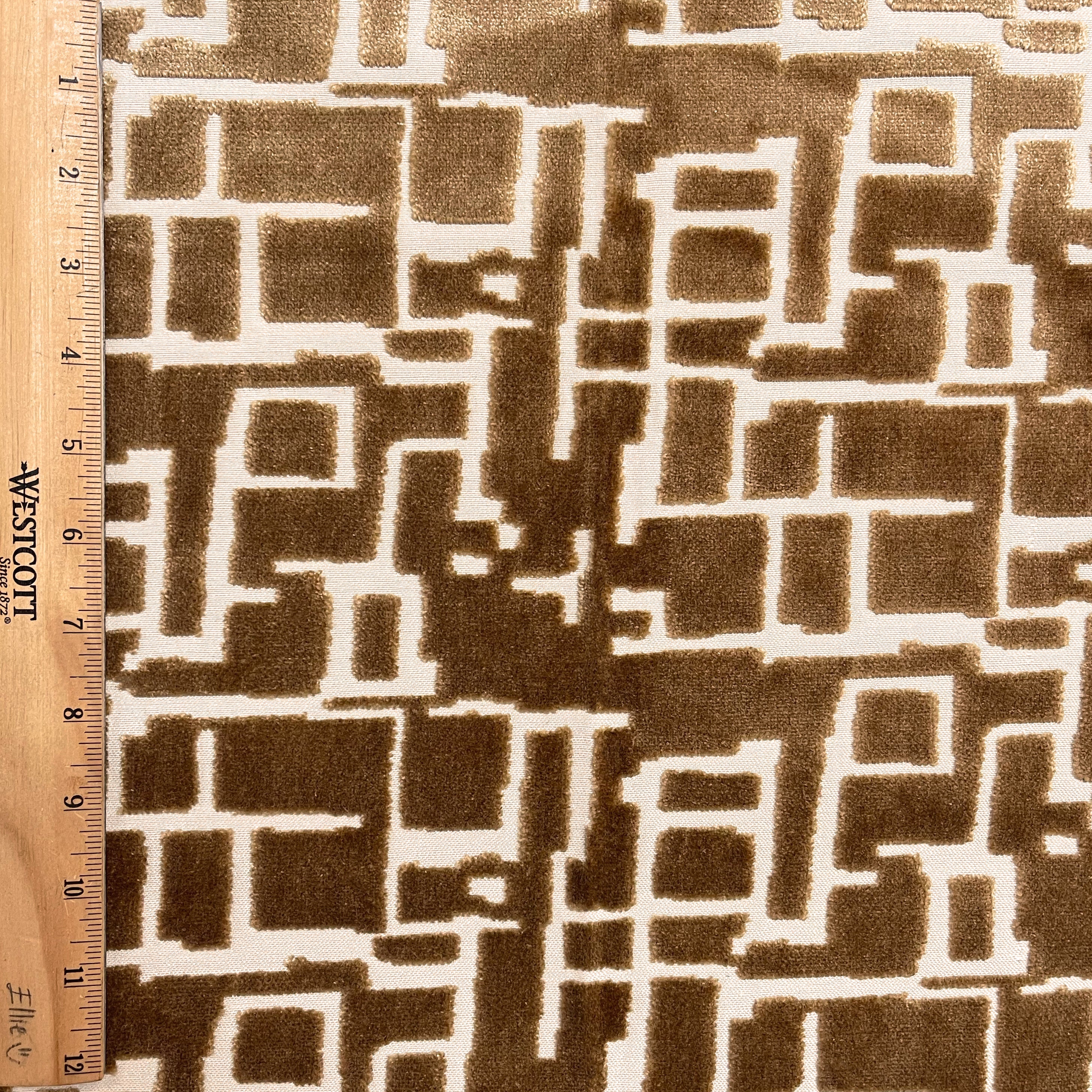 MAZE - CUT VELVET GEOMETRIC UPHOLSTERY FABRIC BY THE YARD