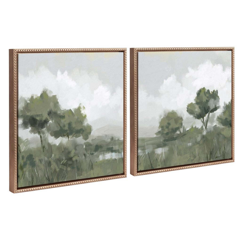Sylvie Shades of Olive 1 and 2 Framed Canvas Art Set by Mary Sparrow