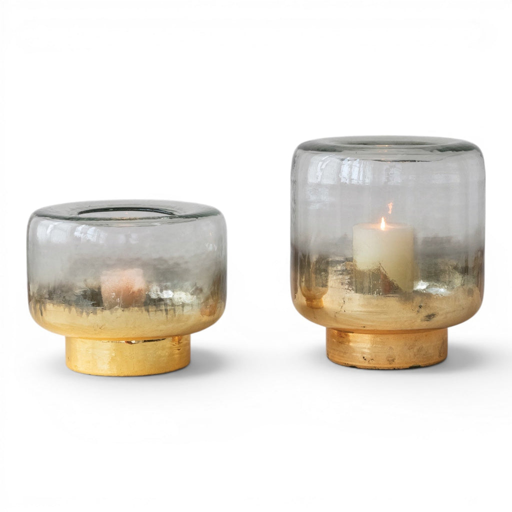 Gold Mercury Glass Hurricane Candle Holder