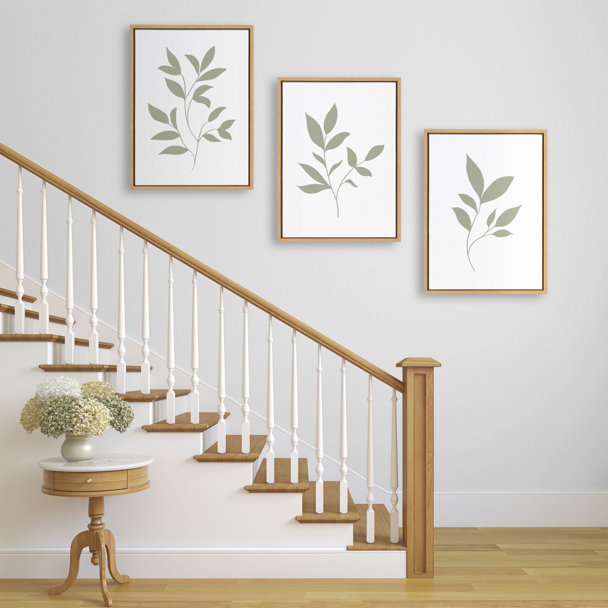 Sylvie Modern Sage Green Botanical Outdoor Nature Print 1, 2 and 3 Framed Canvas by The Creative Bunch Studio